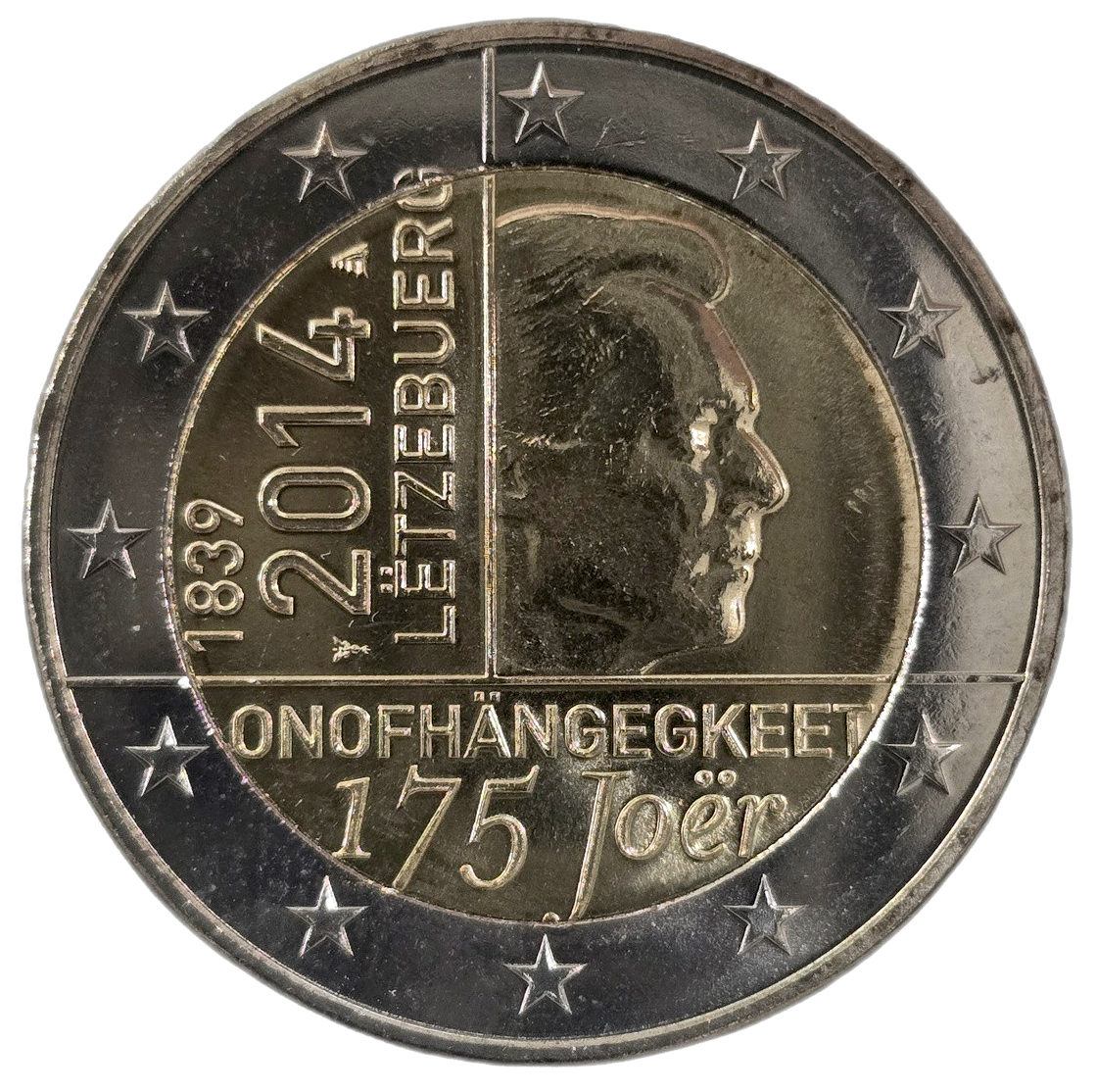 2 euros conmemorativa 175º Aniversario de la Independencia de Luxemburgo